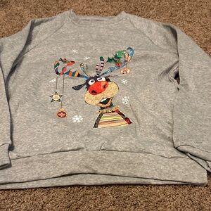 Gray Reindeer Graphic Sweatshirt